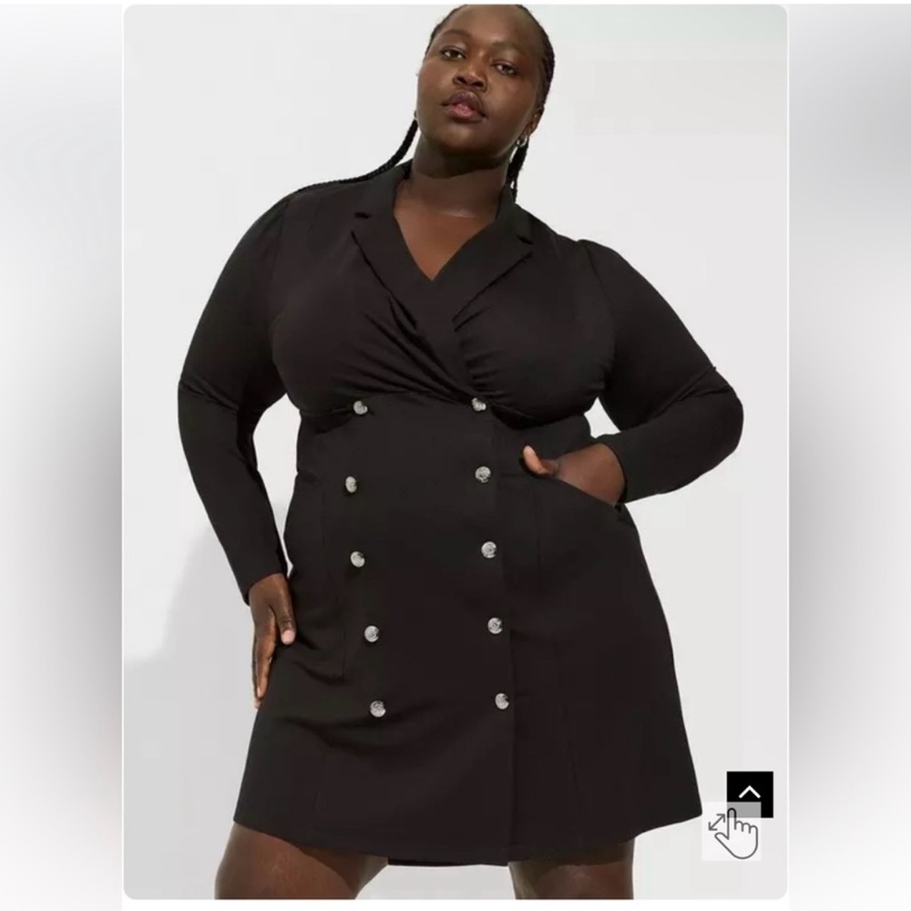 Torrid Black Long Sleeve Double-Breasted Dress